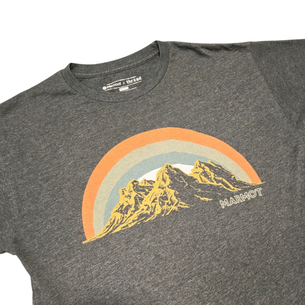Marmot x Thread Men's Mountain Rainbow Graphic T Shirt Charcoal Gray‎ Size M